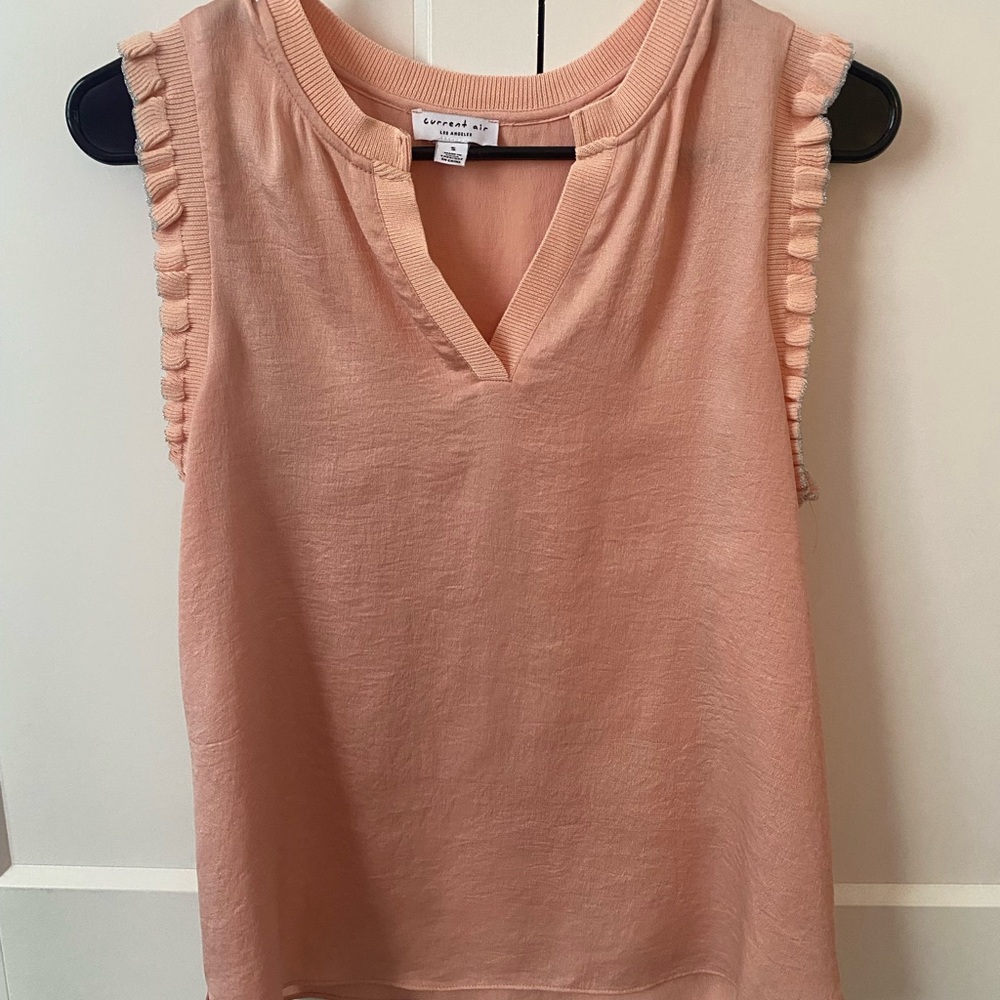 Current Air Soft Silk Peach Ruffle Blouse
